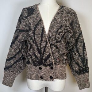 Lasserre Vintage Boucle Cardigan Black Tan Multicolor Size 40 (U.S. Medium or 8)
